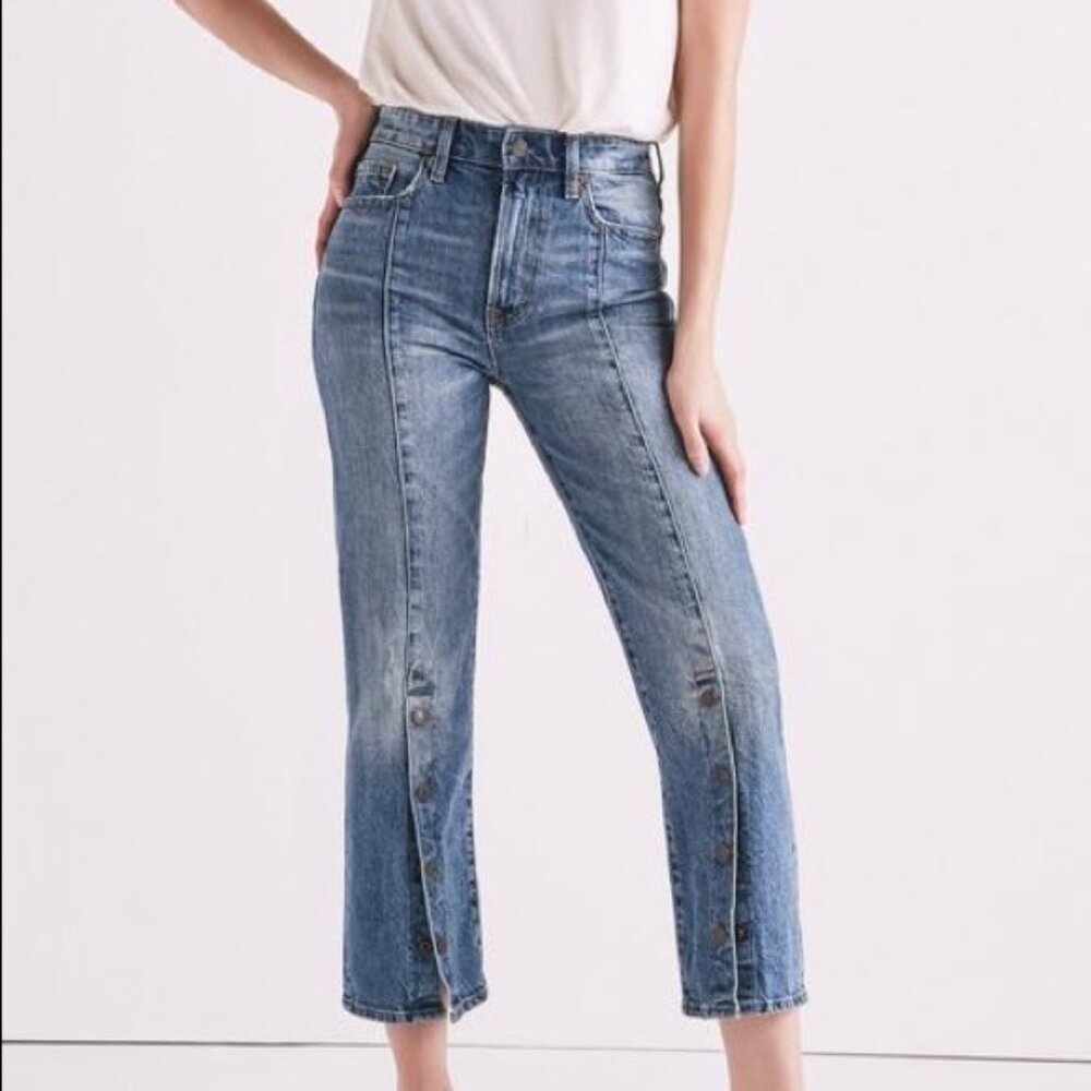 Lucky Pins Shrunken Boot Jeans-Size 8/29 High-Rise Women’s Cropped Denim-Blue